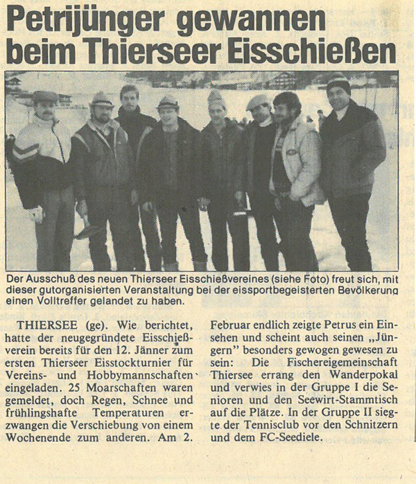 Zeitungsbericht Petri-Jünger 1986